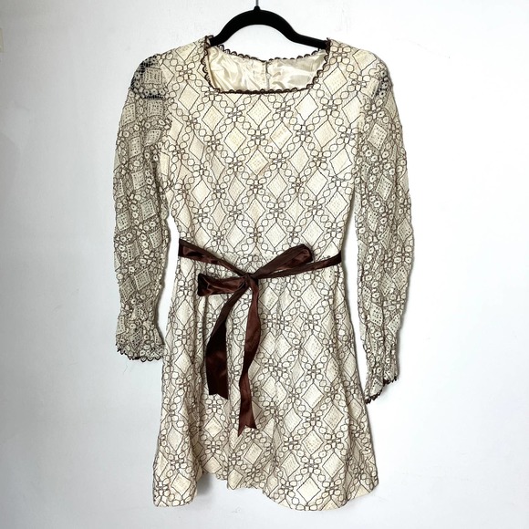 Vintage 1960s Bobbi Brooks Lace Mini Dress S/M - Picture 7 of 10